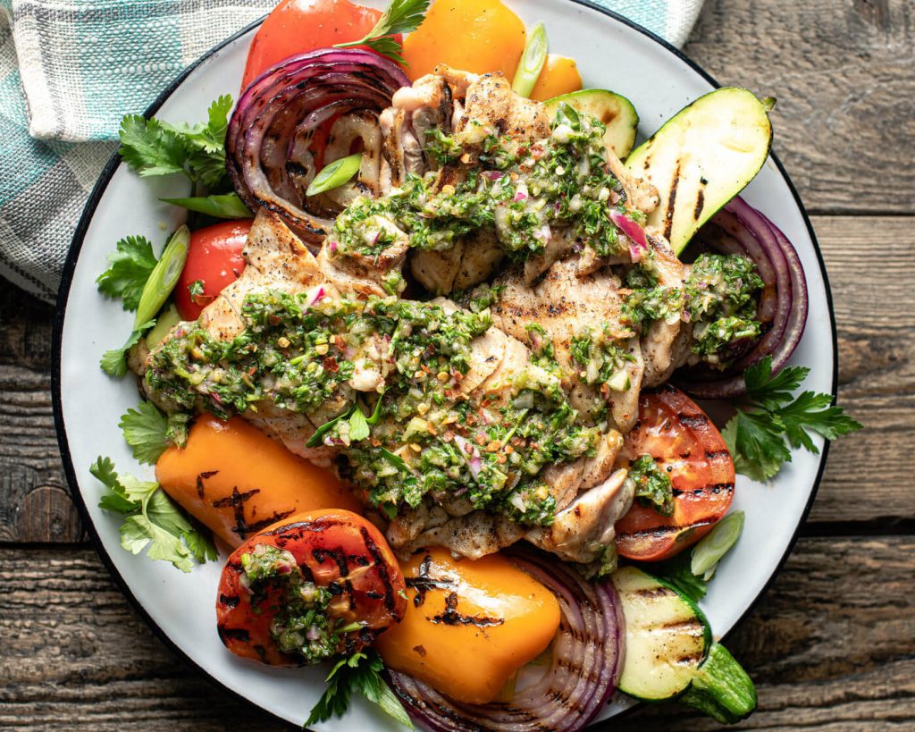 Chimichurri with Grilled Chicken & Veggies