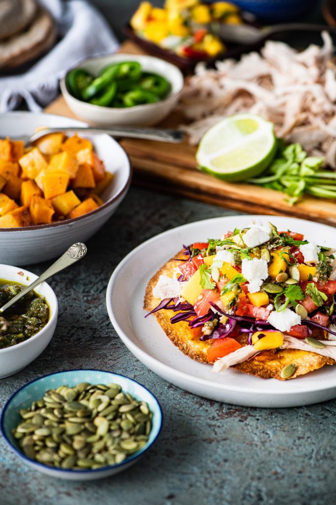 Family-Style Chicken & Squash Tostadas