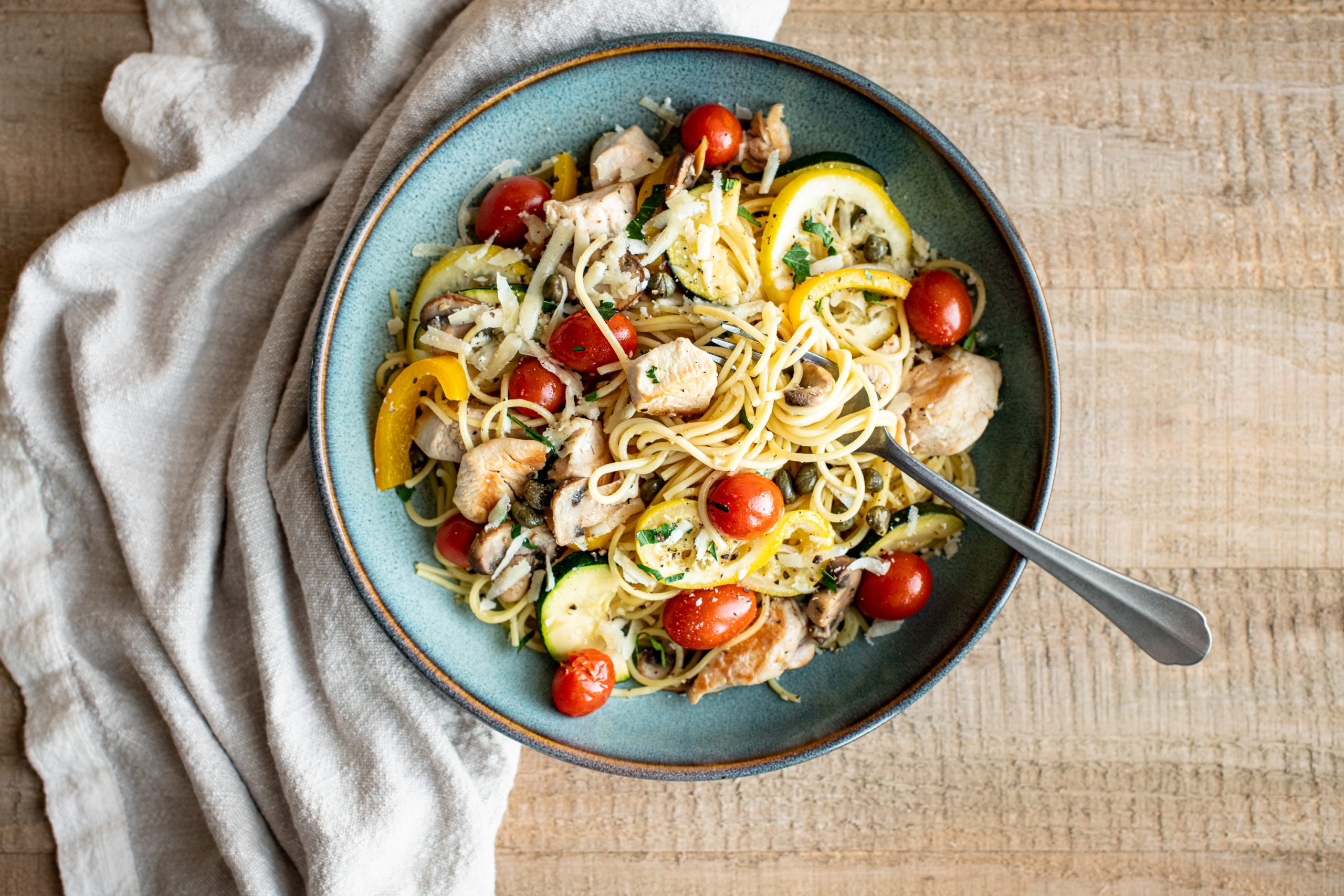 Spring Chicken & Lemon Spaghettini - Overhead