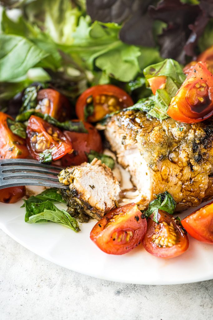 Grilled Caprese Chicken & Greens - Close-up