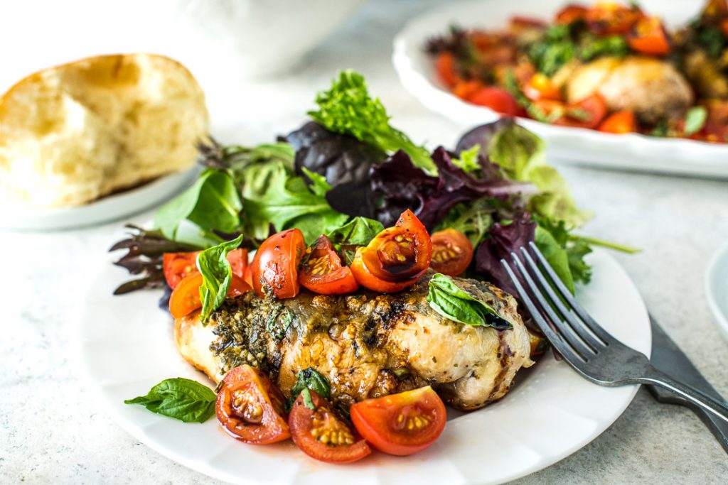 Grilled Caprese Chicken & Greens - Horizontal