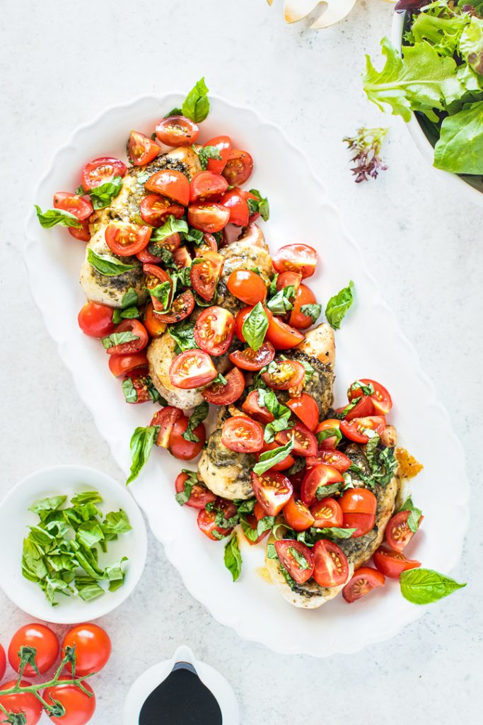 Grilled Caprese Chicken & Greens - Serving Tray