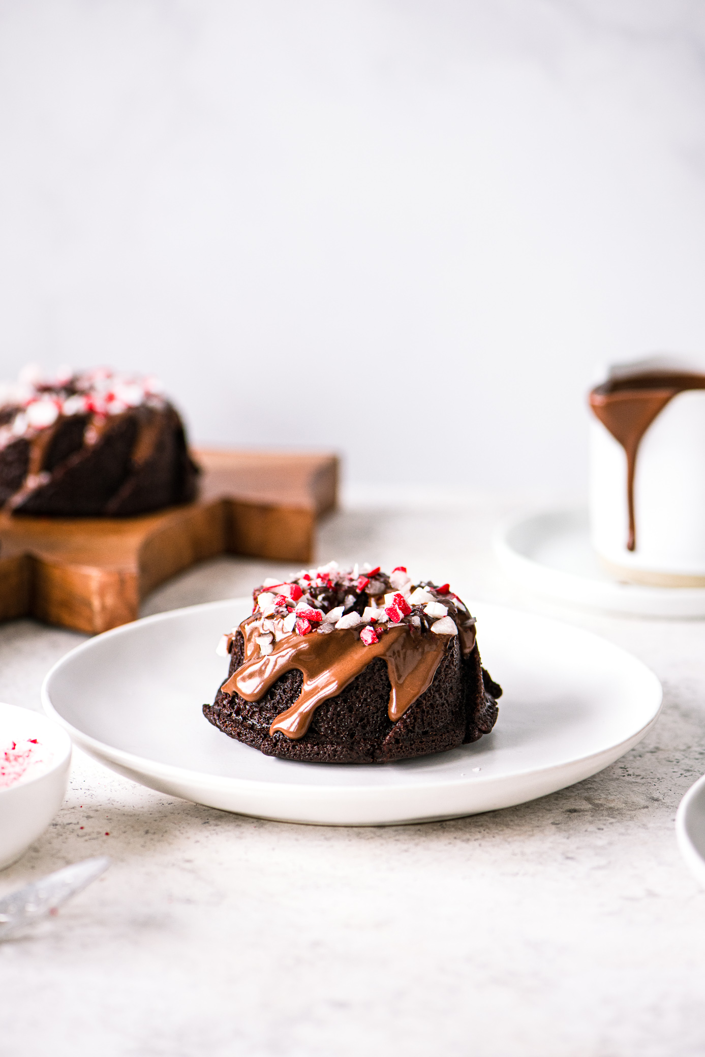 Chocolate & Peppermint Mini Bundt Cakes