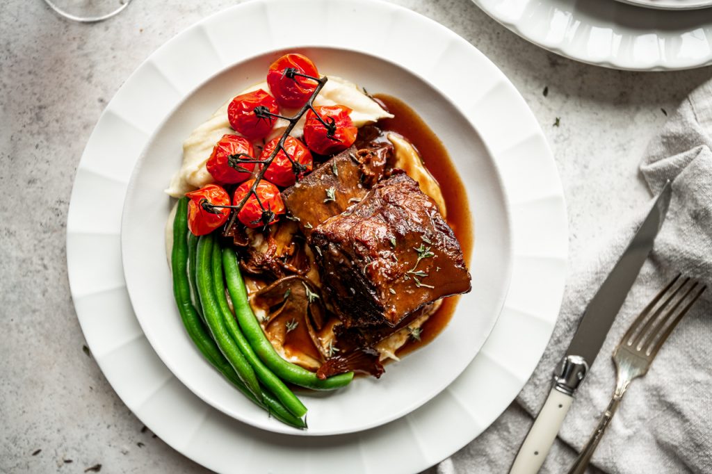 Main Braised Alberta Beef Short-Ribs with Wild Mushroom Sauce